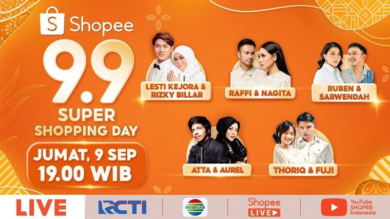 5 Pasangan Artis Paling Hits se-Indonesia Siap Beri Kejutan di Shopee 9.9 Super Shopping Day TV Show