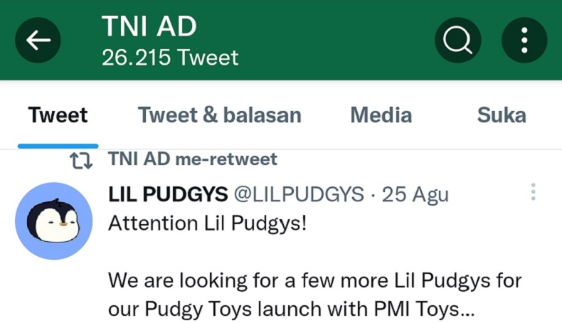 Akun Twitter TNI AD Dibajak Penuh Gambar Penguin, Ini Kata Kadispenad