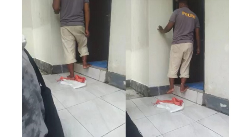 Viral Oknum Polisi di Seram Bagian Timur Jadikan Bendera Merah Putih Lap Kaki Mes