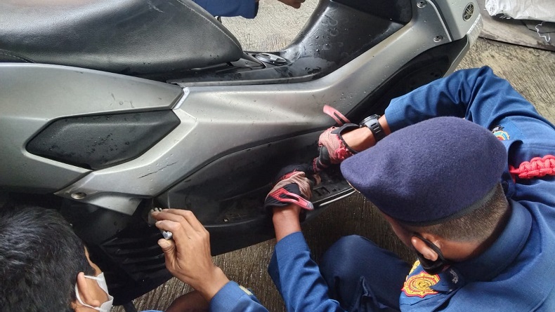 Ngeri, Ular King Koros Masuk ke Bodi Motor Milik Warga di Bogor