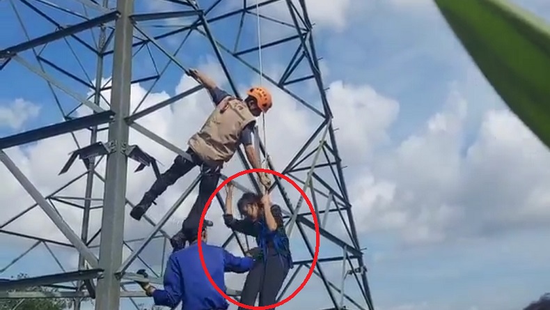 Heboh, ABG di Tasikmalaya Panjat Tower SUTET Diduga Hendak Bunuh Diri, Evakuasi Dramatis 