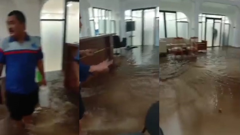 Bandung Diguyur Hujan Deras, Gedung Sate Kebanjiran, Air Masuk ke Kantor PBJ