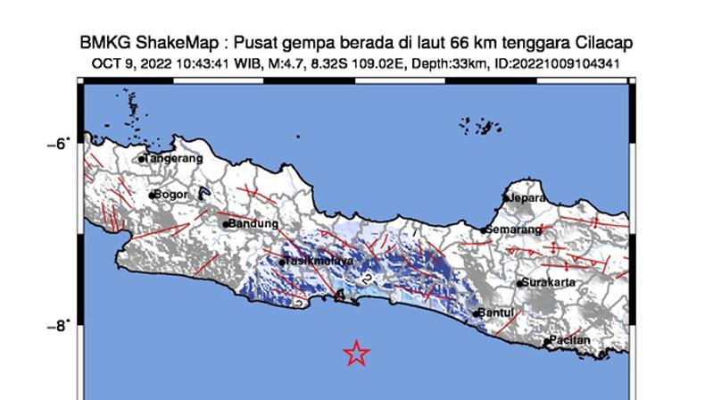 Gempa Magnitudo 4,7 di Cilacap Dirasakan hingga Wilayah Kebumen