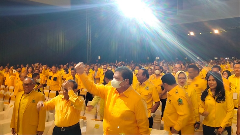 Airlangga Hartarto Hadiri Konsolidasi Nasional Golkar di Kemayoran, Teriakan Presiden Menggema