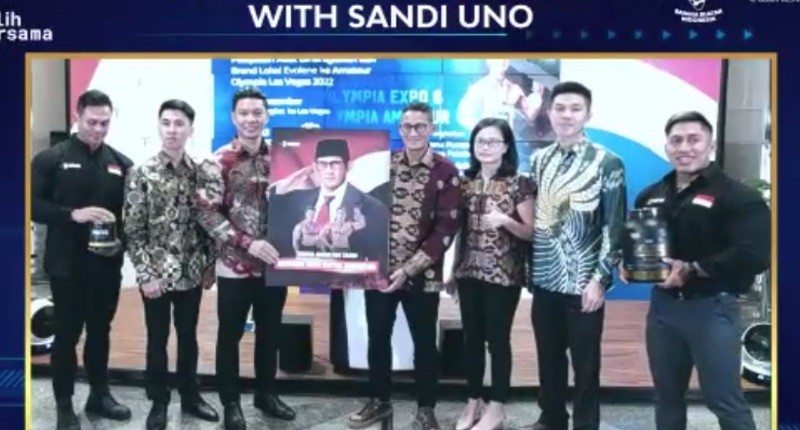 Sandiaga Uno Apresiasi Atlet Binaraga dan Brand Lokal Evolene Eksis di Las Vegas