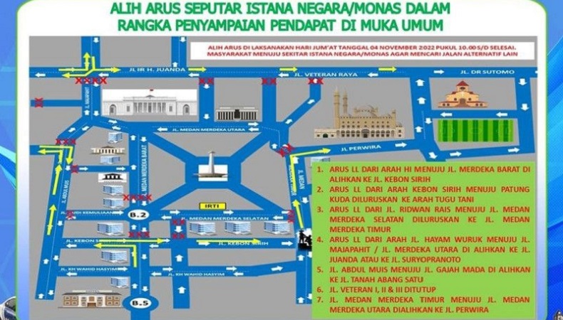 Ada Demo 411 Hari Ini, Simak Pengalihan Arus Lalin di Sekitar Istana