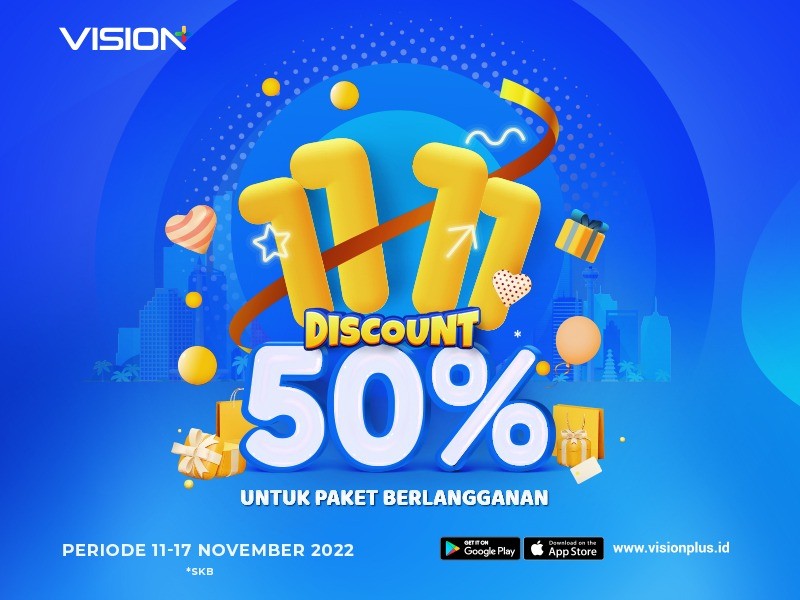 Streaming Hiburan Makin Murah, Vision+ Bagikan Diskon 50 Persen Spesial 11.11