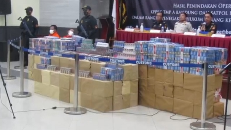 576.640 Batang Rokok Ilegal dan 2 Pengedar Diamankan Bea Cukai Bandung