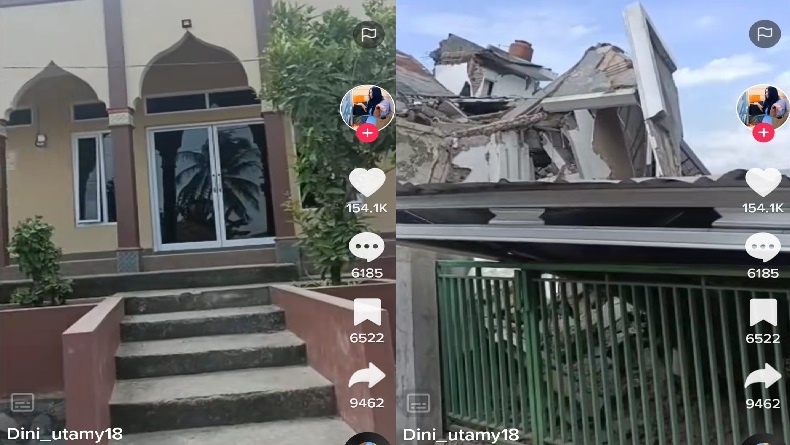 Viral, Masjid Utuh, 2 Rumah di Depannya Roboh Diguncang Gempa Cianjur