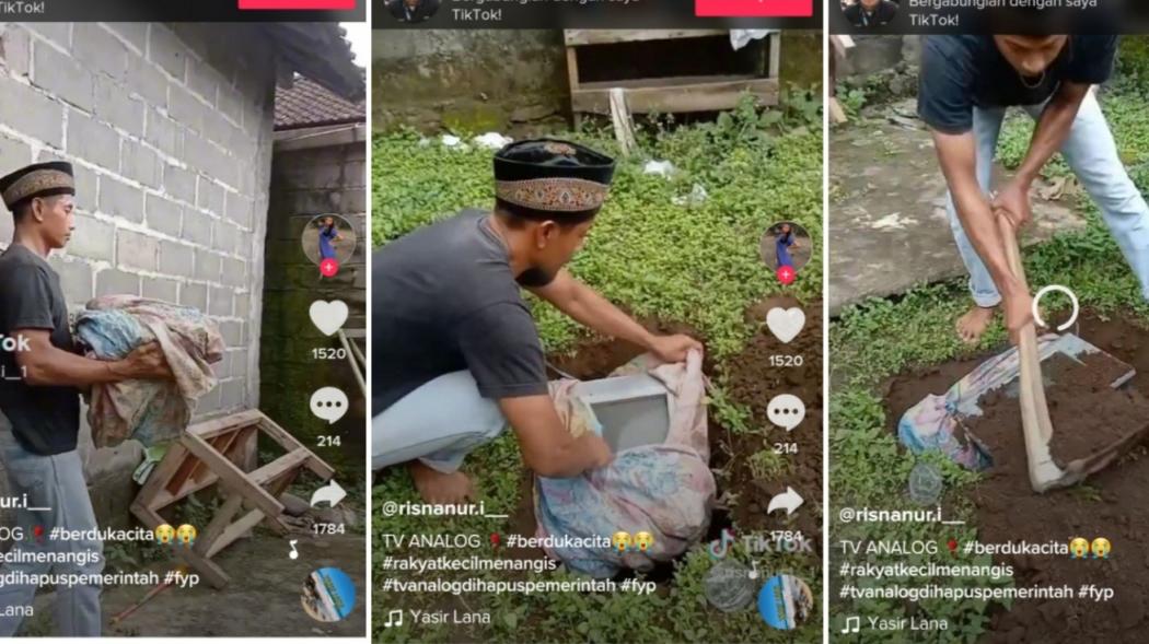 Beredar Video, Bapak-Bapak Kuburkan TV Gegara Siaran Analog Dimatikan 