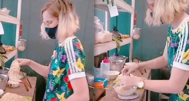Viral Bule Cantik Asal Belanda Ini Pilih Jualan Mie Ayam di Indonesia