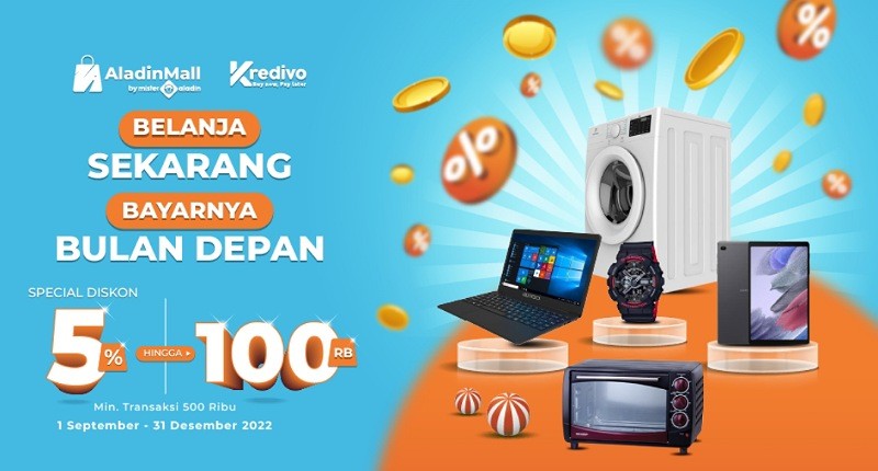 Nikmati Diskon s.d Rp100.000 dengan Belanja di AladinMall by Mister Aladin! Ada Seasonal Promo Kredivo