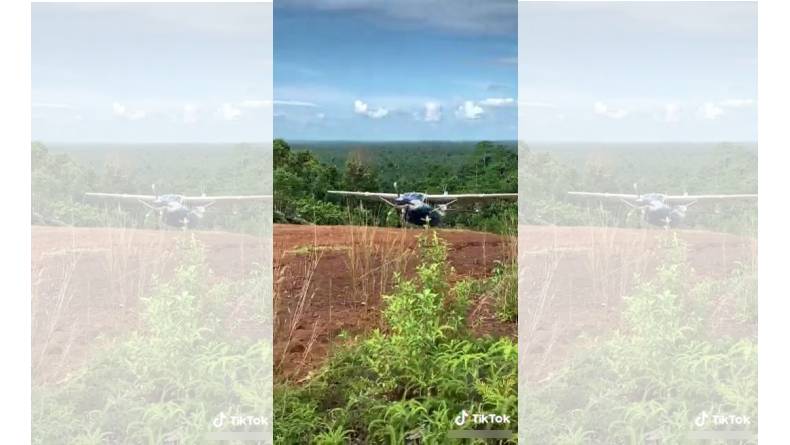 Viral Pesawat Mendarat di Landasan Pacu Berkontur Tanah dan Menanjak, Aksinya Bikin Ngeri