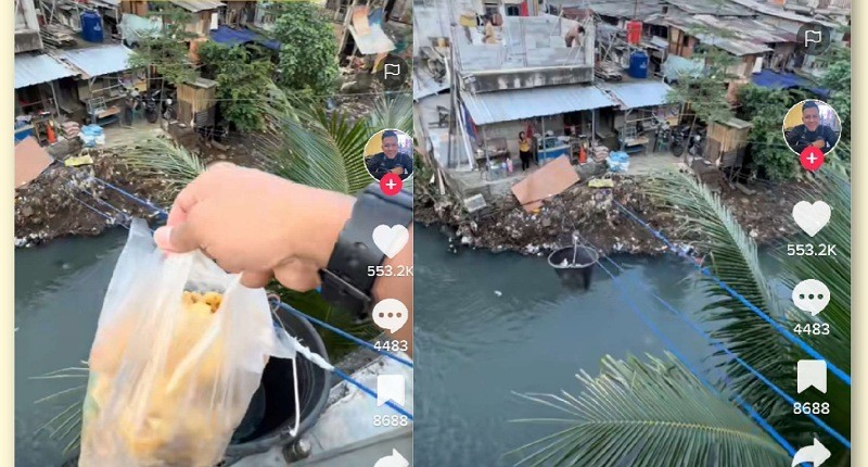 Penjual Gorengan Viral di Jakarta, Ada di Seberang Sungai yang Beli Pakai Ember 
