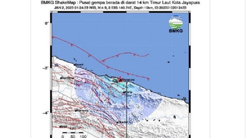 BMKG Sebut Gempa Jayapura M 4,9 Dipicu Aktivitas Sesar Aktif