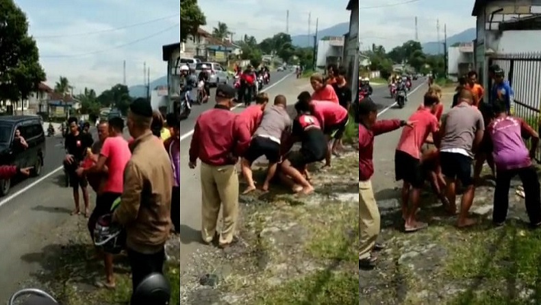 Tepergok saat Beraksi, Pelaku Curanmor Babak Belur Dihajar Warga Cisayong Tasikmalaya
