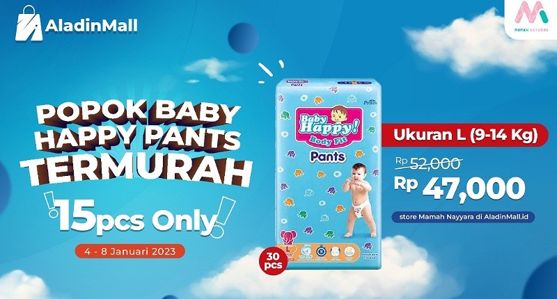 Beli Popok Bayi di AladinMall Aja, Ada Harga Spesial + Gratis Ongkir! Buruan Cuma 15 Pcs