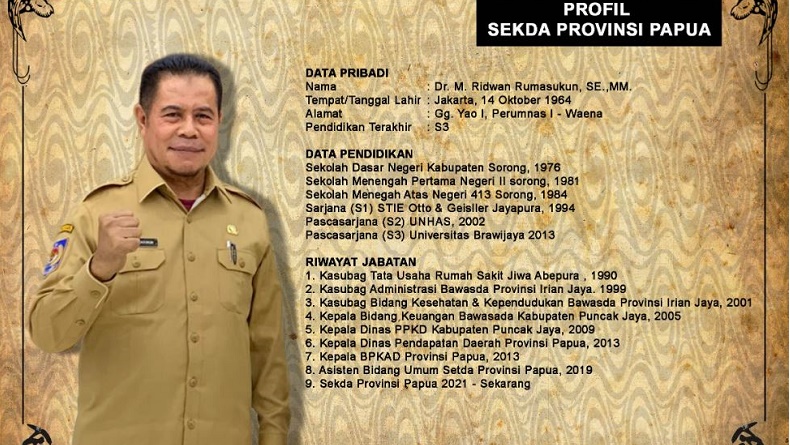Profil M Ridwan Rumasukun, Plh Gubernur Papua Gantikan Lukas Enembe