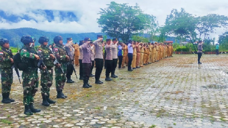 Cegah Teror KKB, TNI-Polri dan Pemkab Pegubin Gelar Apel Gabungan