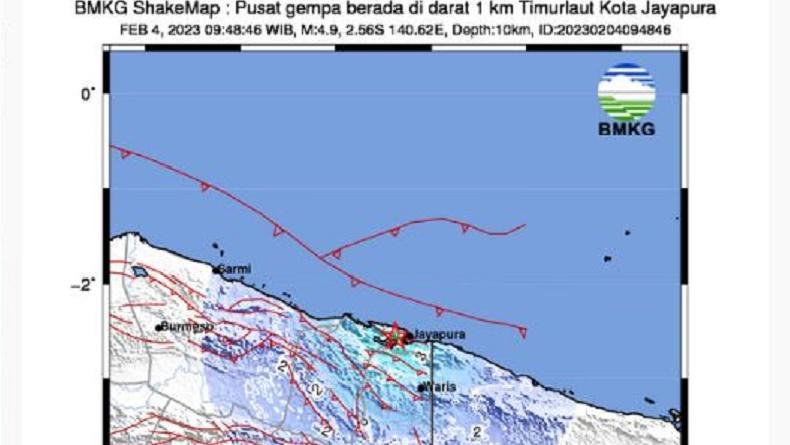 Gempa Terkini Magnitudo 4,9 Guncang Jayapura, Getaran Terasa Cukup Kuat