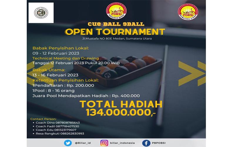 POBSI Sumut Gelar Cue Ball 9Ball Open Tournament, Total Hadiahnya Fantastis