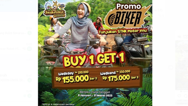Harga Tiket Jungleland, Weekday dan Weekend