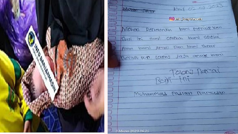 Bayi Dibuang di Gudang Pesantren Tabalong dengan Sepucuk Surat, Isinya Bikin Netizen Emosi