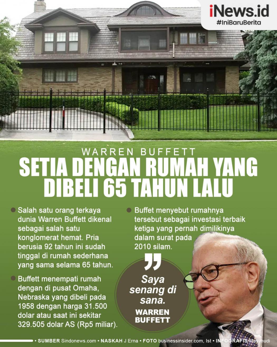 Infografis Warren Buffett Setia dengan Rumah yang Dibeli 65 Tahun Lalu