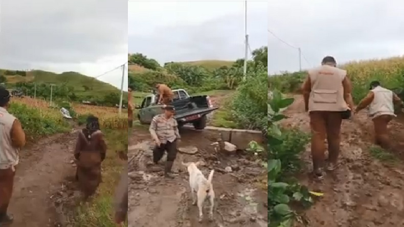 Cek Lokasi Ibu Melahirkan di Tengah Jalan, Mobil Dinkes NTB Terjebak Lumpur