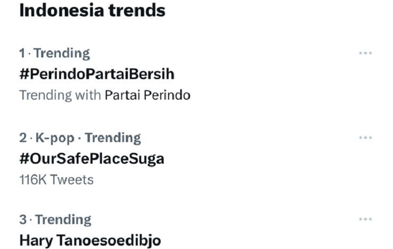 #PerindoPartaiBersih dan Hary Tanoesoedibjo Jadi Trending Topic di Twitter