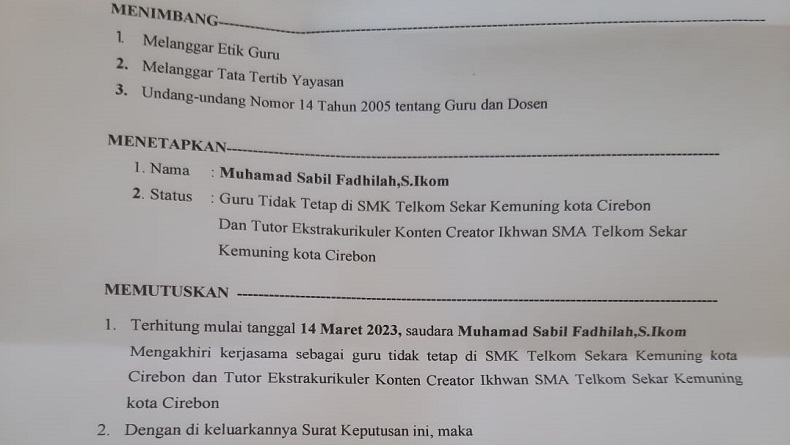 Diduga gegara Kritik Ridwan Kamil di Medsos, Guru asal Cirebon Dipecat