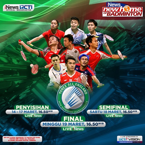 Saksikan Aksi 11 Wakil Indonesia di Babak 16 Besar All England 2023, LIVE iNews