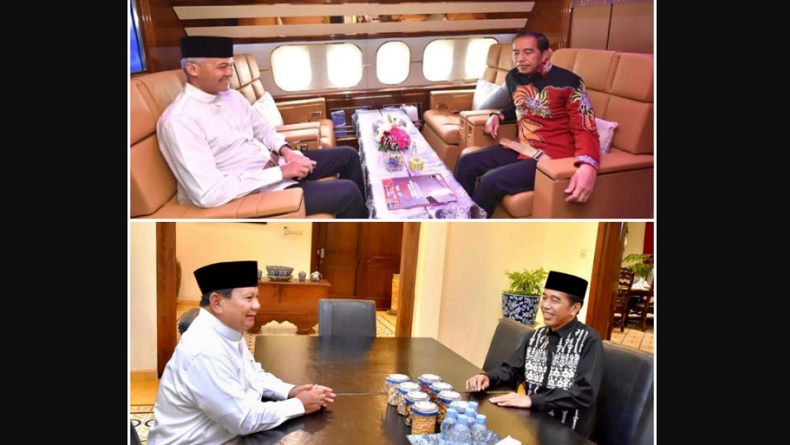 Momen 4 Mata Presiden Jokowi Bersama Dua Capres : Ganjar di Pesawat Kepresidenan, Prabowo di Rumah Pribadi
