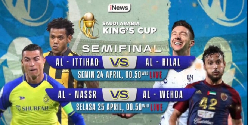 Cristiano Ronaldo Beraksi di Semifinal King’s Cup 2023: Al-Nassr Vs Al-Wehda, Live iNews