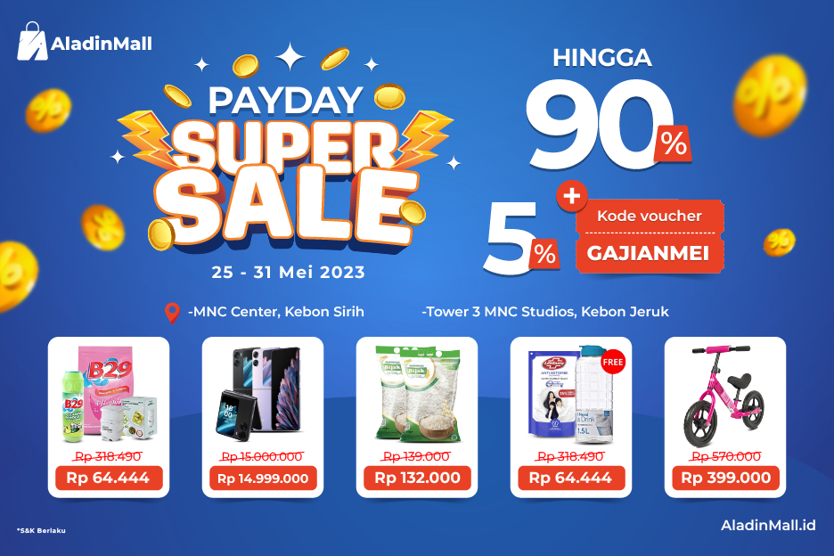 Cari Promo Gajian? Kunjungi Pop Up Store AladinMall di Sini! Ada Diskon s.d 90% + 5% + Gratis Ongkir