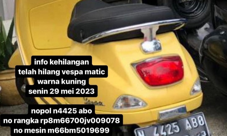 Pemain Arema FC Kena Musibah, Motor Vespa Hadiah Istri Digondol Maling