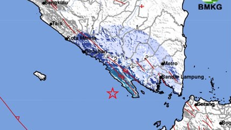 Gempa Hari Ini Magnitudo 4,8 Guncang Pesisir Barat Lampung
