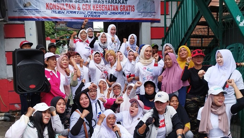 Kartini Perindo Ajak Warga Senam Bersama dan Pemeriksaan Kesehatan di Koja