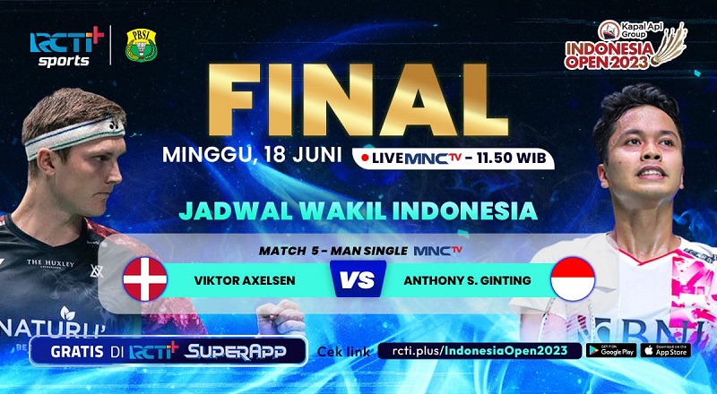 Link Live Streaming Anthony Ginting Vs Viktor Axelsen Final Indonesia Open 2023 Hari Ini, Gratis!