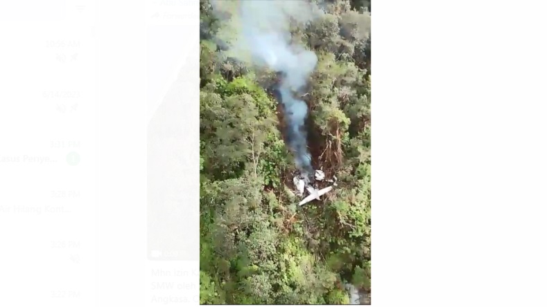 Penampakan Pesawat Semuwa Air Jatuh di Hutan Papua, Asap Mengepul