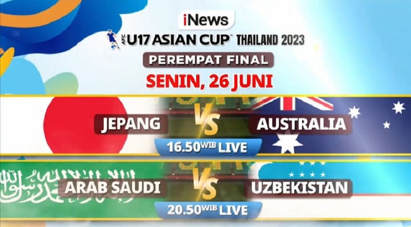 Perempat Final Piala Asia U-17 2023 Hari Ini: Jepang Vs Australia dan Arab Saudi Lawan Uzbekistan LIVE iNews