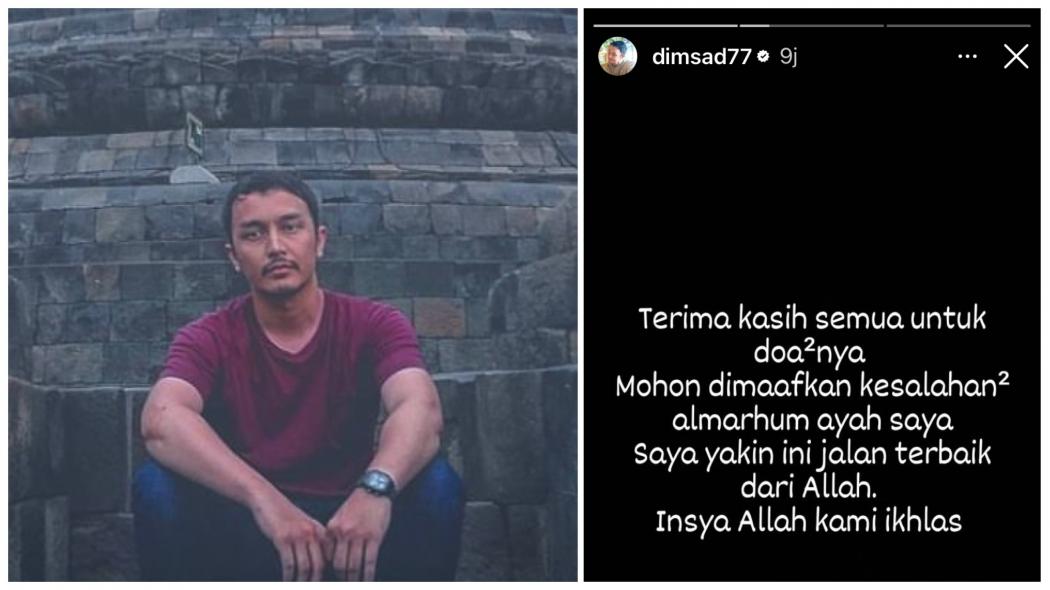 Aktor Dimas Aditya Bawa Kabar Duka, Sang Ayah Meninggal Dunia: Saya Baru Paham Betapa Besar Kasih Sayangnya