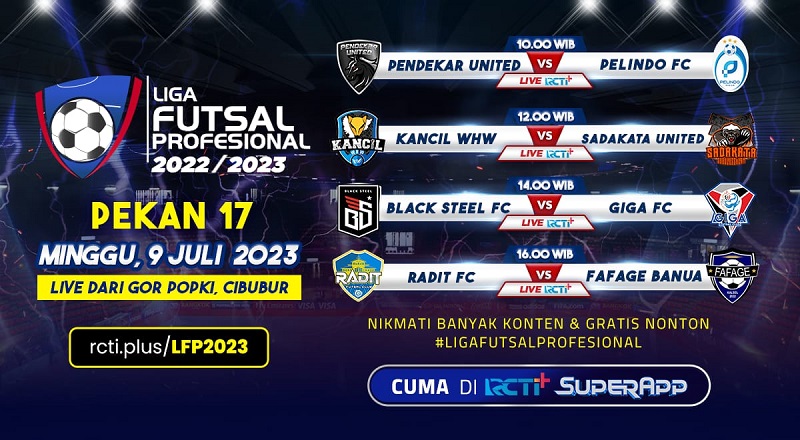 Link Live Streaming Liga Futsal Profesional 2023: Ada Pendekar United Vs IPC Pelindo