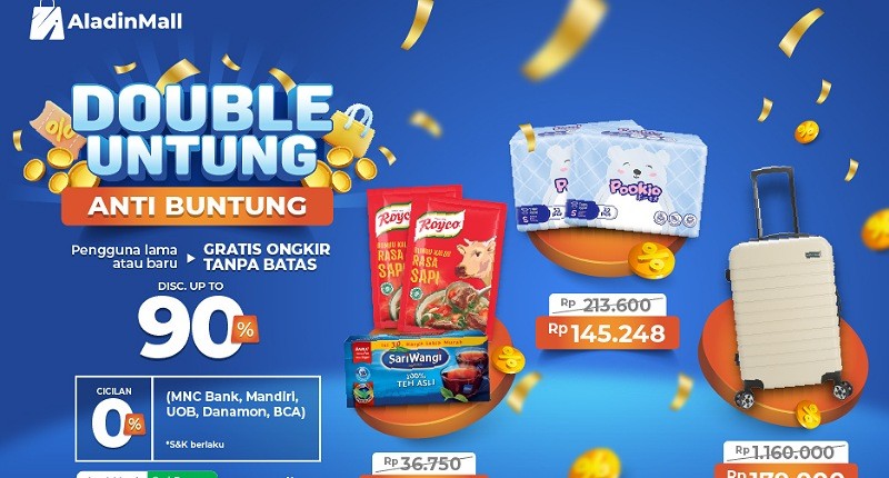Kejar Promo Dobel Untung Anti Buntung di AladinMall, Ada Diskon s.d 90% + Gratis Ongkir!