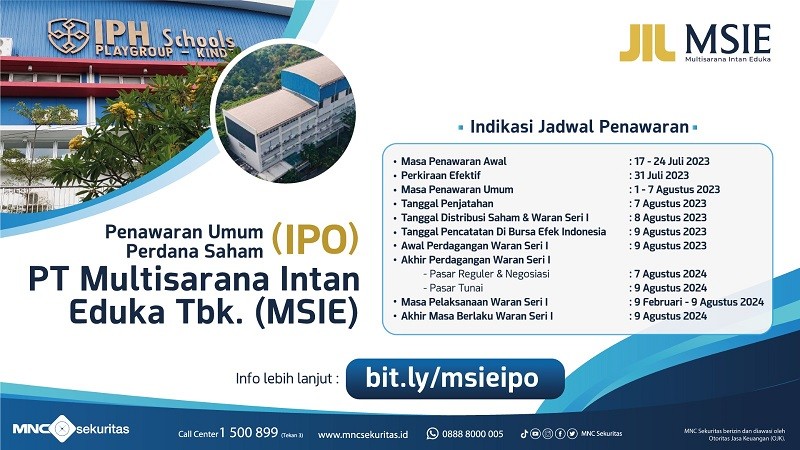IPO Multisarana Intan Eduka (MSIE) Masuki Masa Bookbuilding, Simak Jadwalnya 