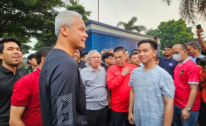 Penampakan Ganjar dan Gibran Kompak Lari Pagi di Bogor