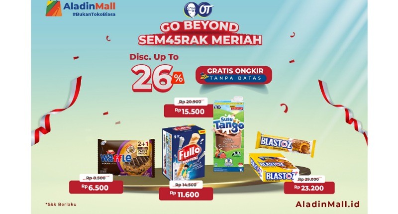 Dapatkan Promo Kemerdekaan di AladinMall, Diskon Gede-gedean hingga Gratis Ongkir Tanpa Batas