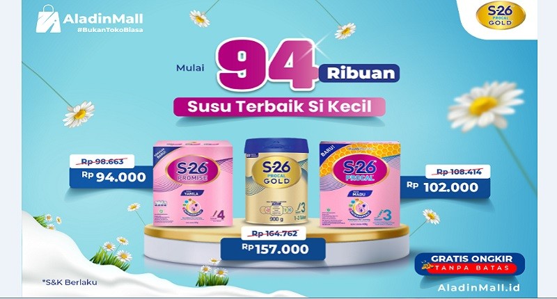 AladinMall Punya Promo Susu S26 Procal Gold Lho Bunda, Ada Gratis Ongkir Juga!
