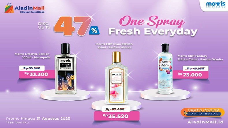 Wangi Seharian Bareng Morris Yuk, Mumpung Ada Diskon s.d 47 Persen + Gratis Ongkir di AladinMall!