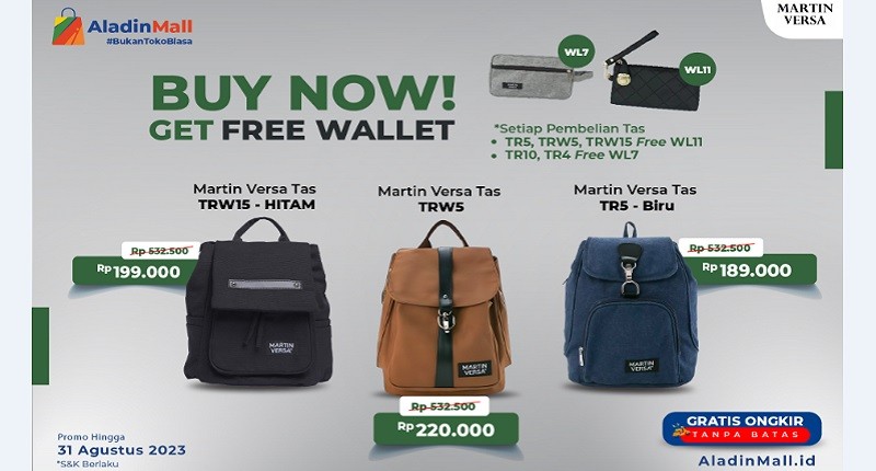 Buruan! Beli Tas Ransel Selama Promo Martin Versa di AladinMall Dapat Gratis Pouch Gemas
